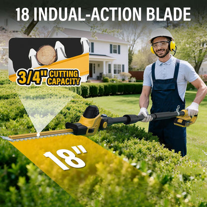 20V Cordless Grass Shear & Shrubbery Trimmer 2-in-1 Handheld Hedge Trimmer