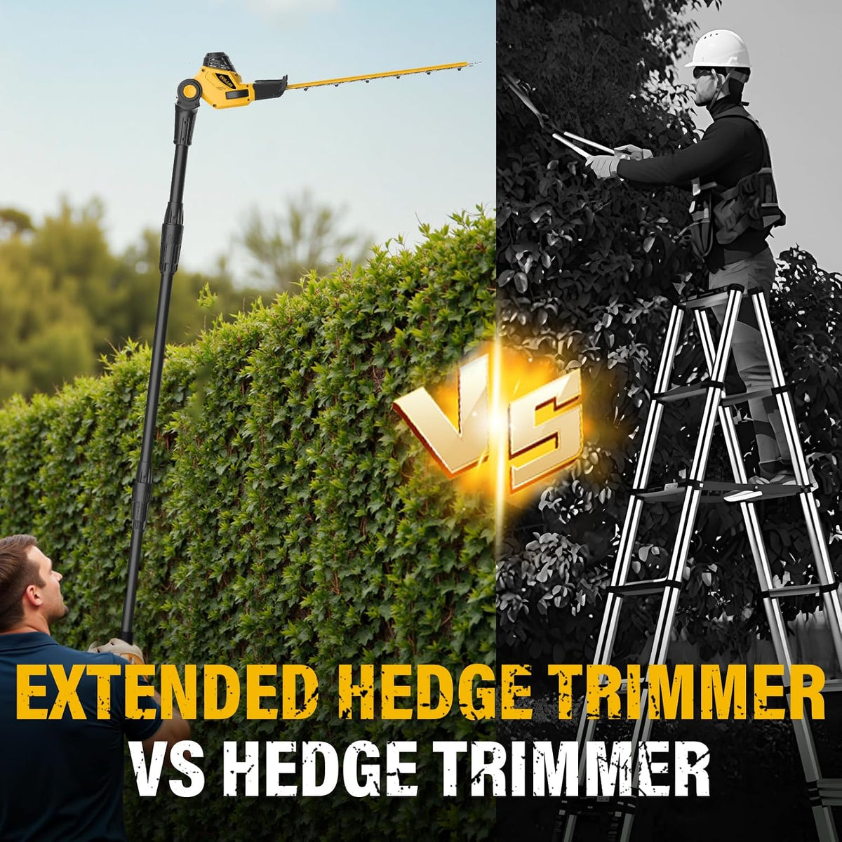 20V Cordless Grass Shear & Shrubbery Trimmer 2-in-1 Handheld Hedge Trimmer