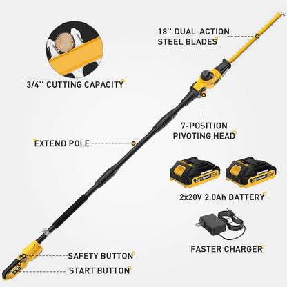 20V Cordless Grass Shear & Shrubbery Trimmer 2-in-1 Handheld Hedge Trimmer