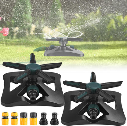 2 Pack Sprinklers for Yard Lawn Sprinkler with Metal Base Heavy 360 Degree Large Area Irrigation Duty Adjustable Circular Impulse Lawn Sprinkler for Medium to Large Garden, Yard(Red Black)