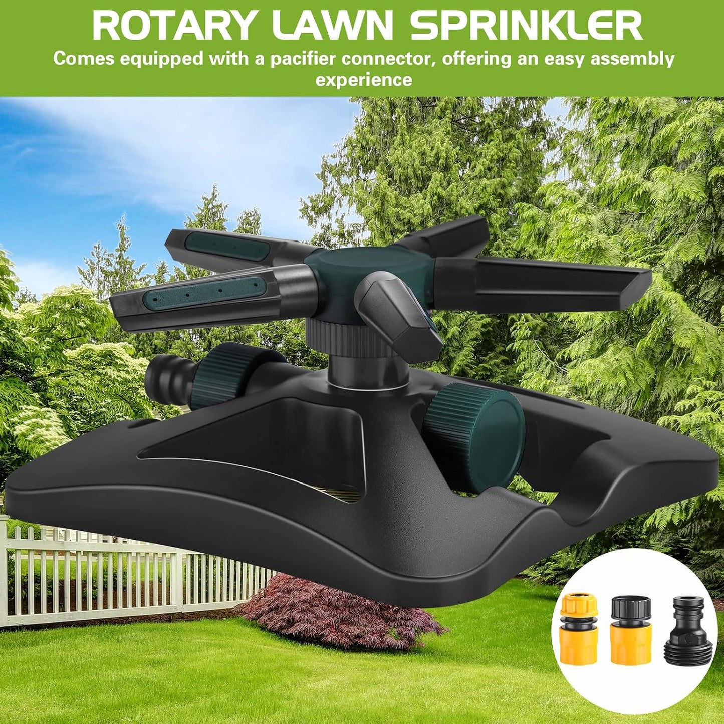 2 Pack Sprinklers for Yard Lawn Sprinkler with Metal Base Heavy 360 Degree Large Area Irrigation Duty Adjustable Circular Impulse Lawn Sprinkler for Medium to Large Garden, Yard(Red Black)