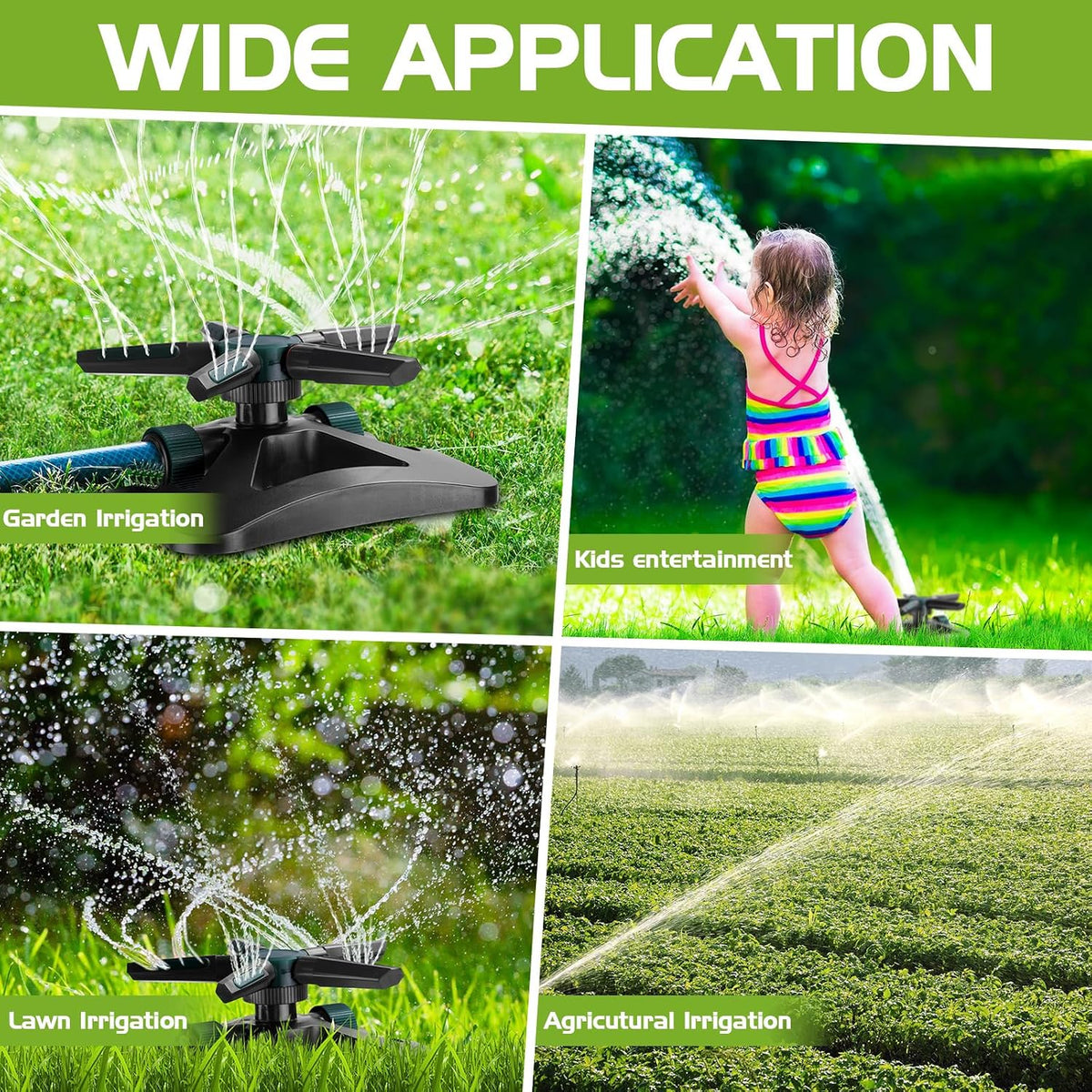 2 Pack Sprinklers for Yard Lawn Sprinkler with Metal Base Heavy 360 Degree Large Area Irrigation Duty Adjustable Circular Impulse Lawn Sprinkler for Medium to Large Garden, Yard(Red Black)