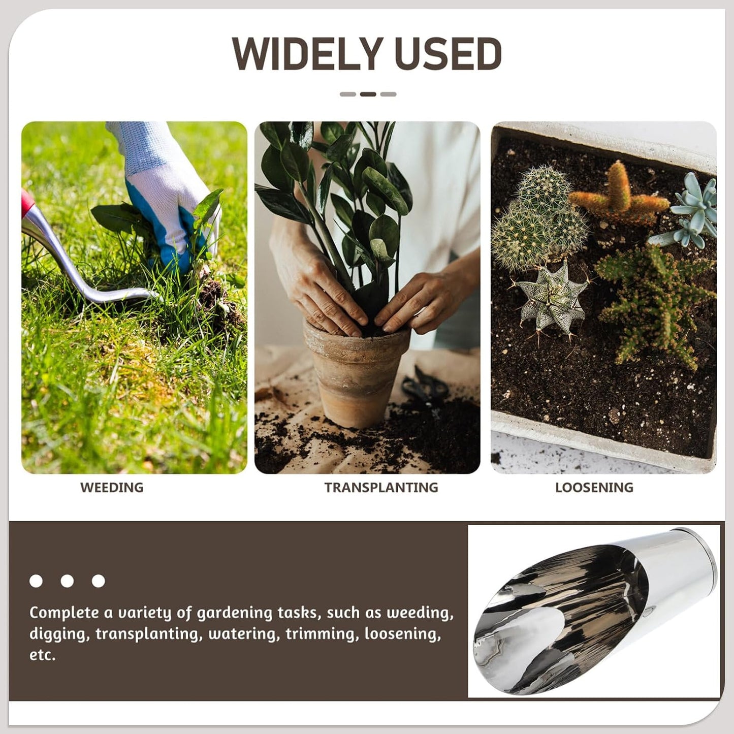 Bonsai Soil Scoop Metal: Stainless Steel Garden Hand Soil Scooper Bucket Shovel Potted Succulent Plant Transplanting Shovel Spoon Bonsai Tool Kit Gardening Tool