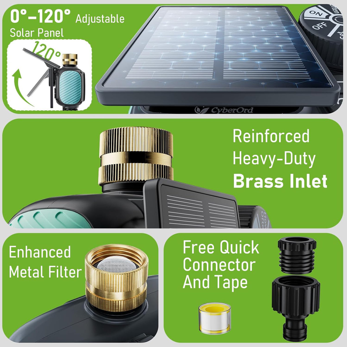 2 Zone Solar Water Timer, Hose Timer with Solar Charging