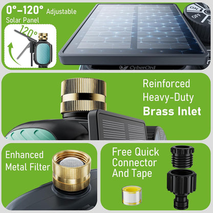 2 Zone Solar Water Timer, Hose Timer with Solar Charging