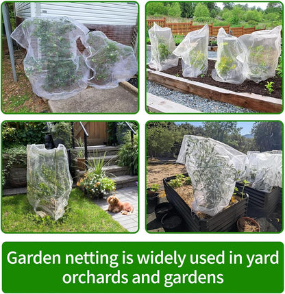 Garden Netting, 5 pcs, 3.9 X 5.9 FT, Featuring Drawstring and Zipper Design, is a Plant Cover and Fruit Tree net Designed to Protect Plants, Fruits, and Flowers from Insects and Birds.