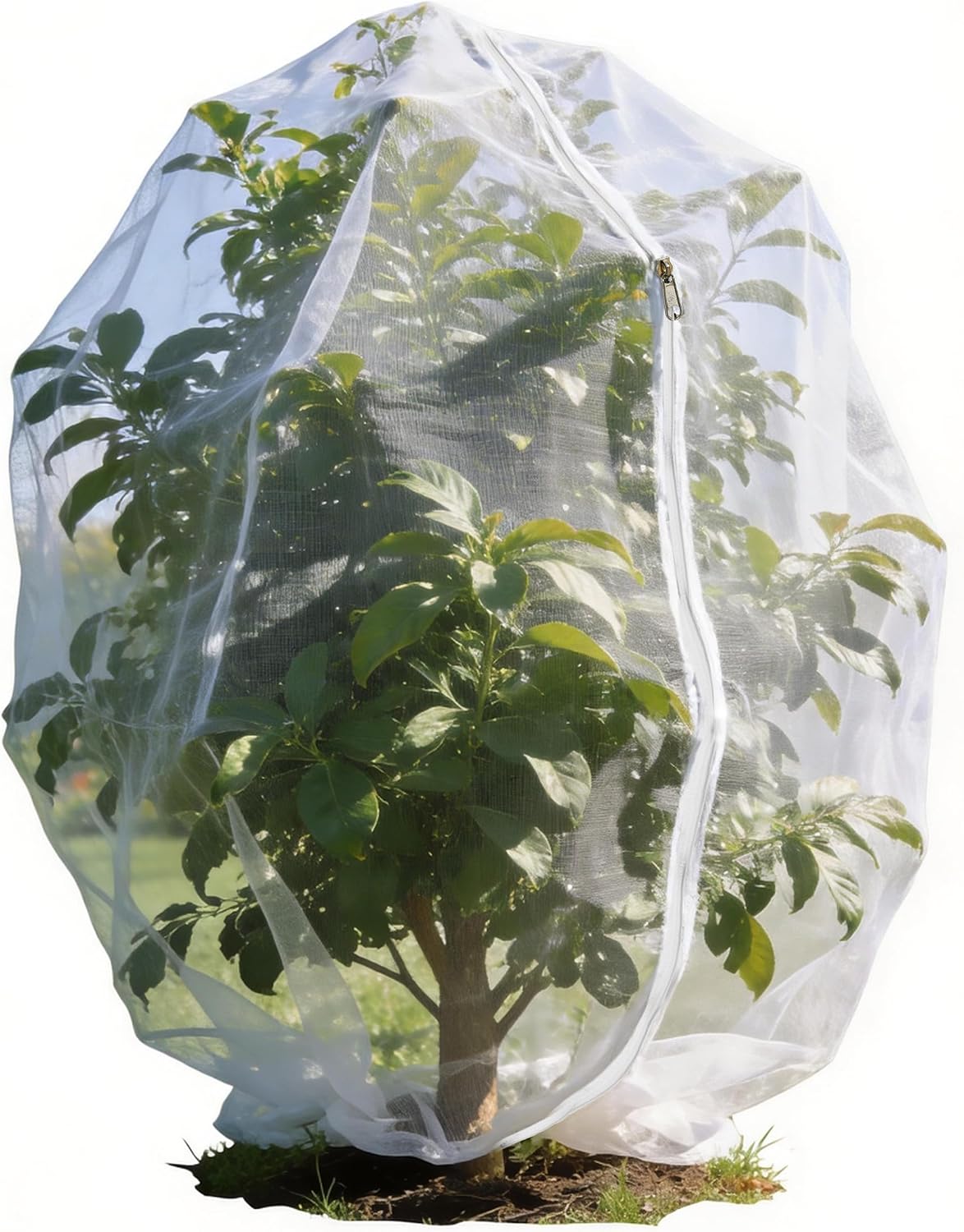Garden Netting, 5 pcs, 3.9 X 5.9 FT, Featuring Drawstring and Zipper Design, is a Plant Cover and Fruit Tree net Designed to Protect Plants, Fruits, and Flowers from Insects and Birds.