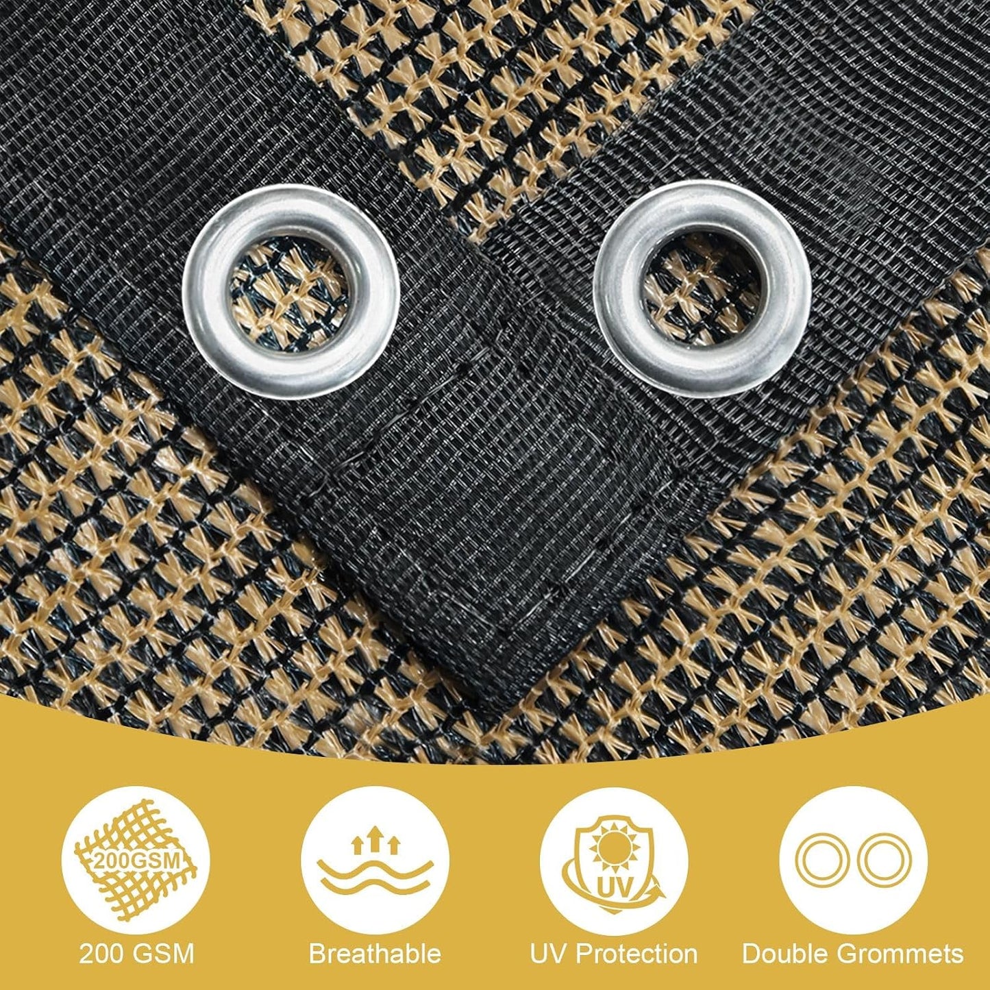 90% Sun Shade Cloth with Grommets, 8' X 12' Pergola Shade Cover Canopy, Mesh Tarp Sun Screens for Patio, Outdoor, Garden, Backyard, Mocha