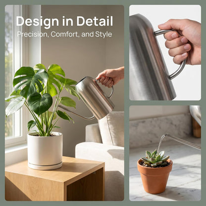 Stainless Steel Watering Can with Long Spout Modern Style Watering Pot, 53oz/1.5L