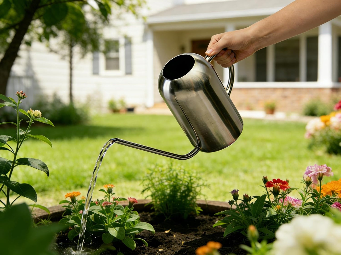 Stainless Steel Watering Can with Long Spout Modern Style Watering Pot, 53oz/1.5L