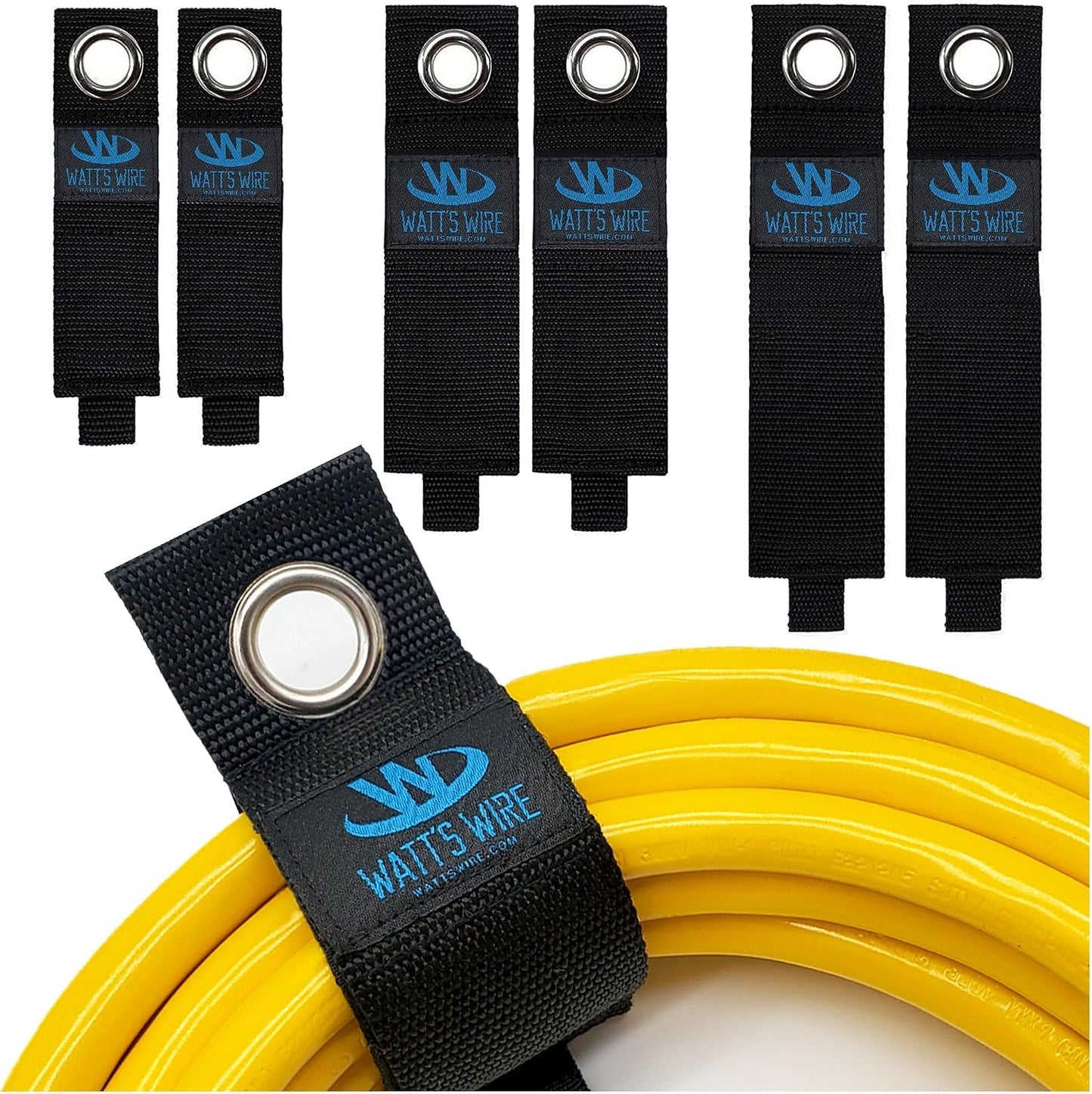 Heavy Duty Storage Straps - 6 Pack: 2 Medium, 2 Large, 2 XL - Extension Cord Ties - Storage Strap