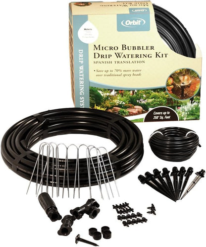 Drip Irrigation Watering Kit, Micro Bubbler System, 250 Sq Ft, Model 69525