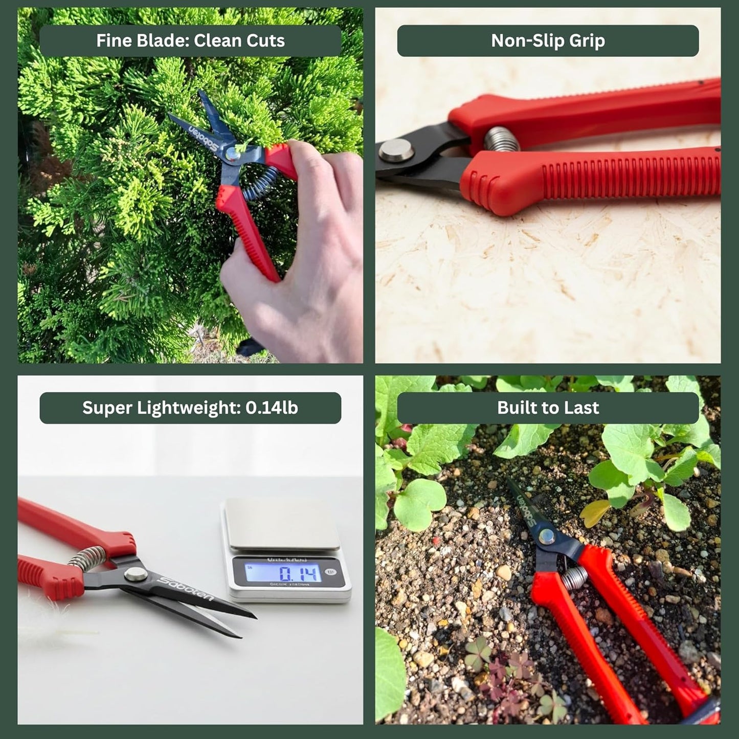 Saboten SD-8 6.7" Japanese Garden Pruning Shears, Lightweight Stainless Steel Trimming Scissors for Vegetables, Flowers & Fruit Harvesting, DIY, , Made in Japan