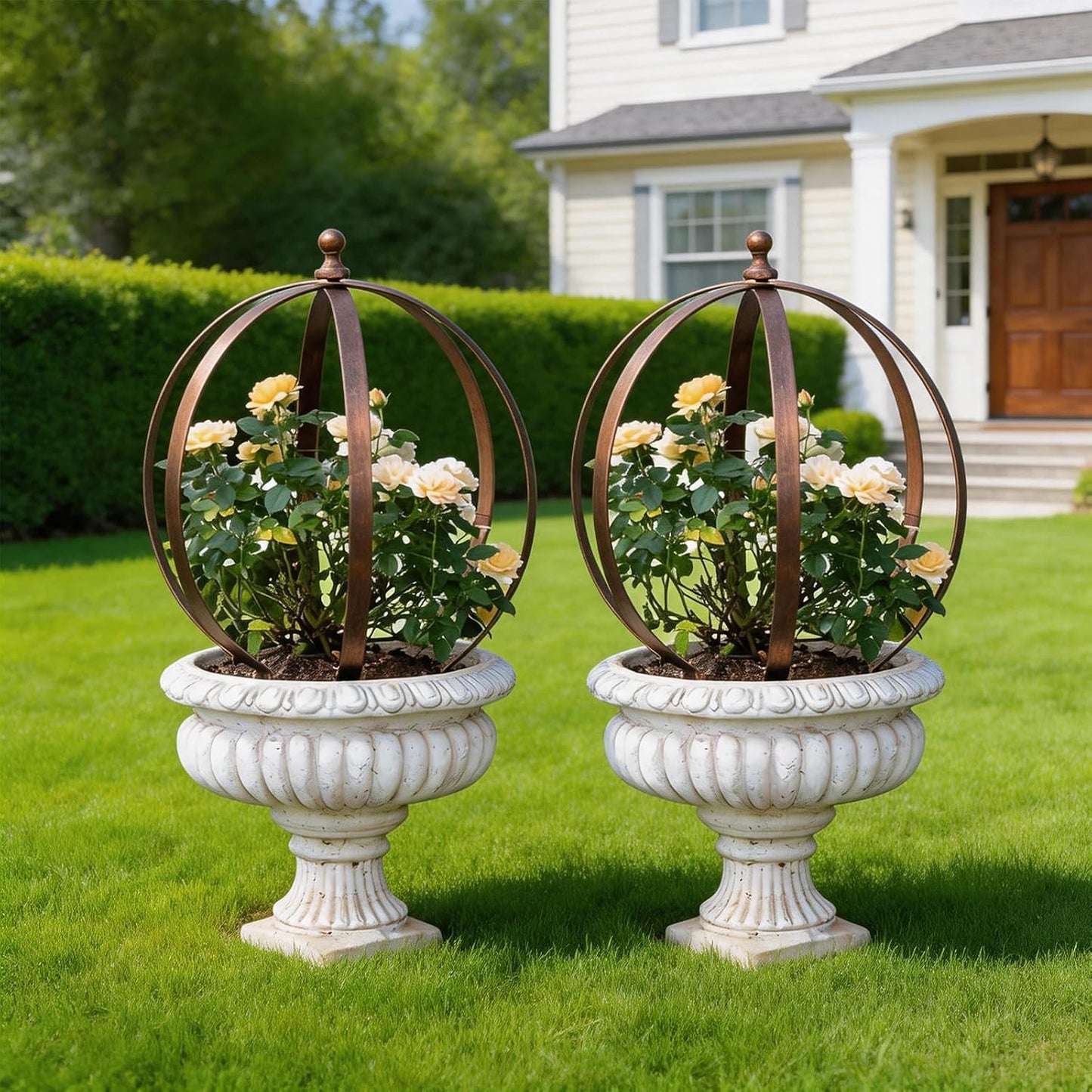 Garden Trellis Obelisk - 12.6x17.5 Bronze Metal Support for Climbing Plants