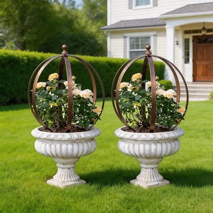 Garden Trellis Obelisk - 12.6x17.5 Bronze Metal Support for Climbing Plants