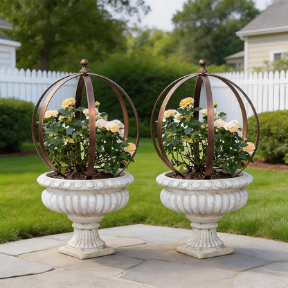 Garden Trellis Obelisk - 12.6x17.5 Bronze Metal Support for Climbing Plants