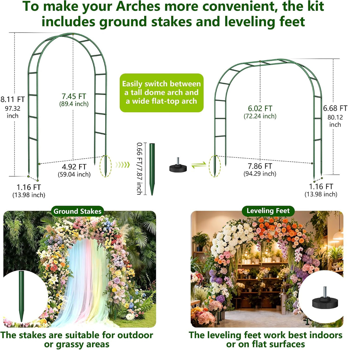 Thickened Rustproof Garden Arch Metal Trellis for Climbing Plants