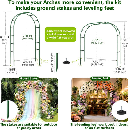 Thickened Rustproof Garden Arch Metal Trellis for Climbing Plants