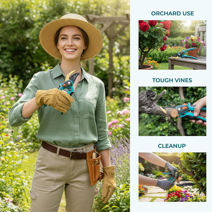 Garden Shears with 1 Inch Cutting Capacity for Rose Pruning