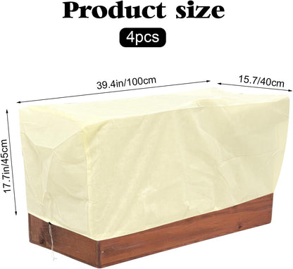 4 Pcs Rectangular Planter Box Cover Freeze Protection, Flower Box Covers Winter Frost Blanket with Drawstring for Outdoor Plants Balcony Windowsill Raised Beds(39.3x17.7x15.7 Inch)