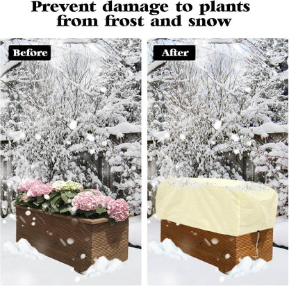 4 Pcs Rectangular Planter Box Cover Freeze Protection, Flower Box Covers Winter Frost Blanket with Drawstring for Outdoor Plants Balcony Windowsill Raised Beds(39.3x17.7x15.7 Inch)