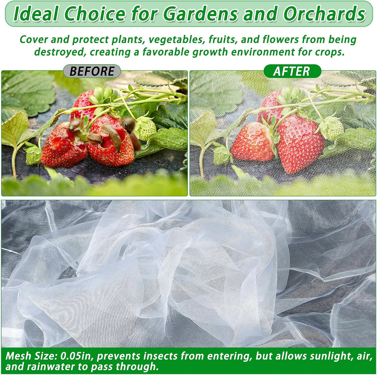Garden Netting for Raised Beds, Plant Covers Garden Protection Bird Netting