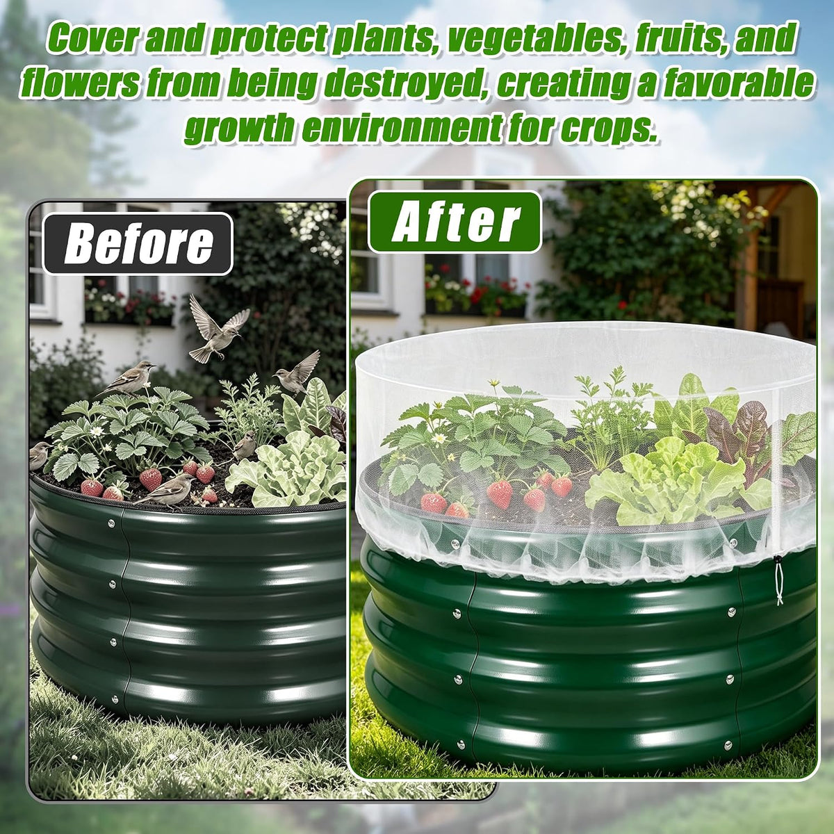 Garden Netting for Raised Beds, Plant Covers Garden Protection Bird Netting
