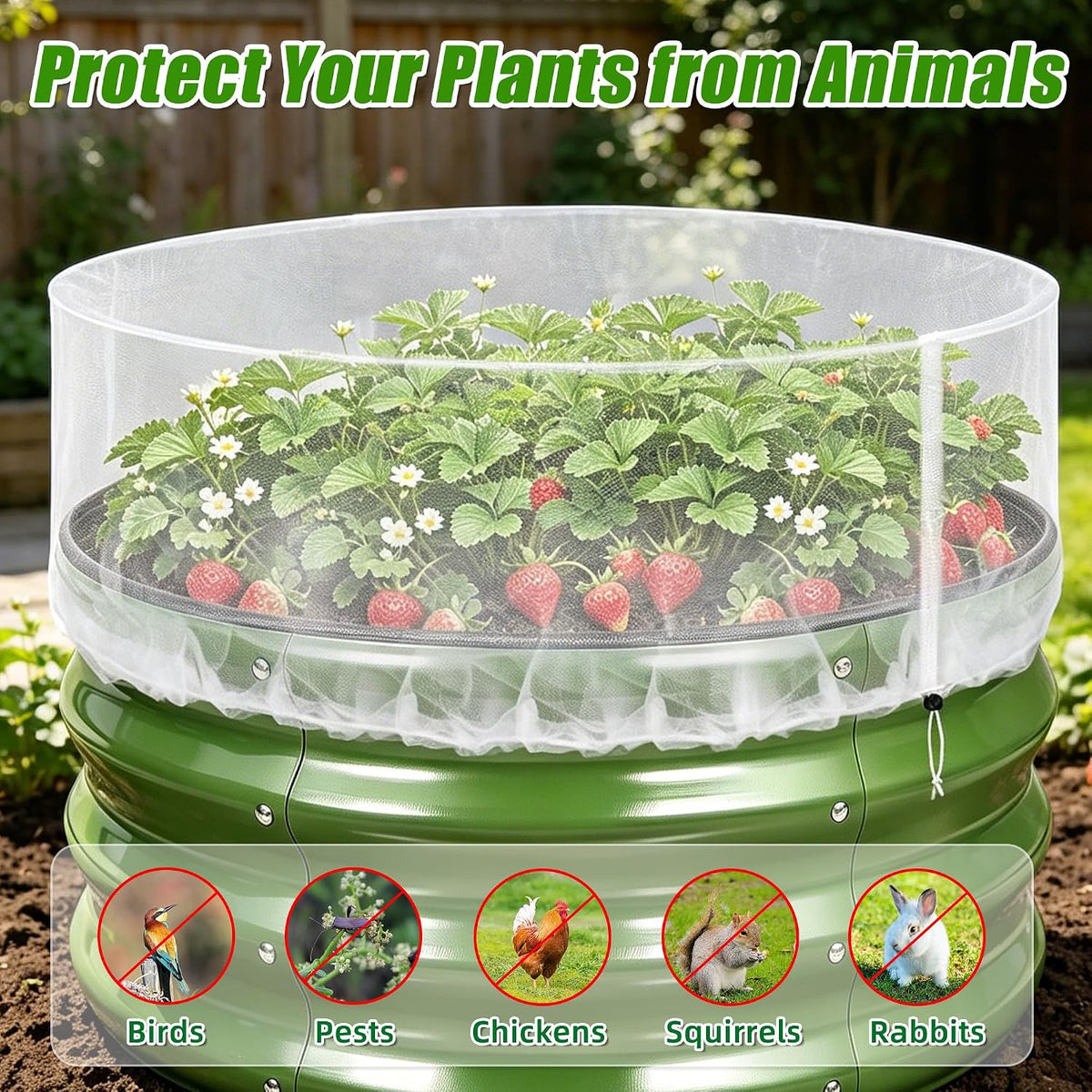 Garden Netting for Raised Beds, Plant Covers Garden Protection Bird Netting