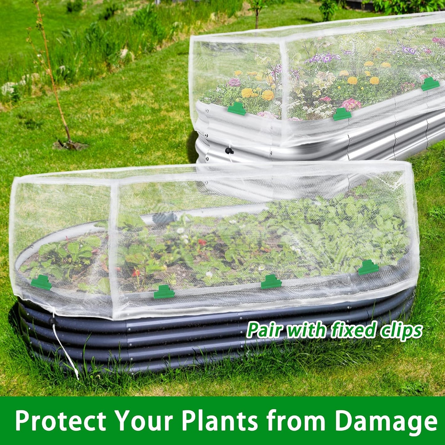 Garden Netting for Raised Beds, Plant Covers Garden Protection Bird Netting