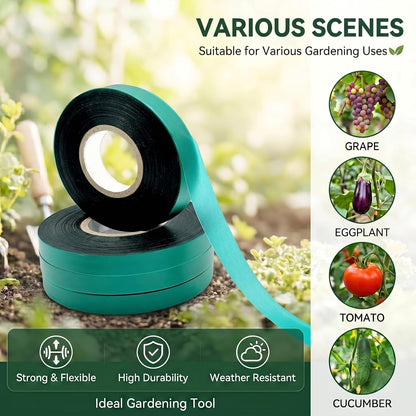 12 Rolls 150 Feet Stretch Tie Tape 0.5 Inch Garden Tie Tape Thick Plant Ribbon Garden Green Vinyl Stake for Indoor Outdoor Patio Plant Use