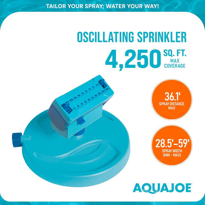 AJ-OSPR20 Mini Oscillating Sprinkler on Sled Base – 20 Nozzles, 4 Spray Patterns, up to 4,250 sq. ft. Coverage