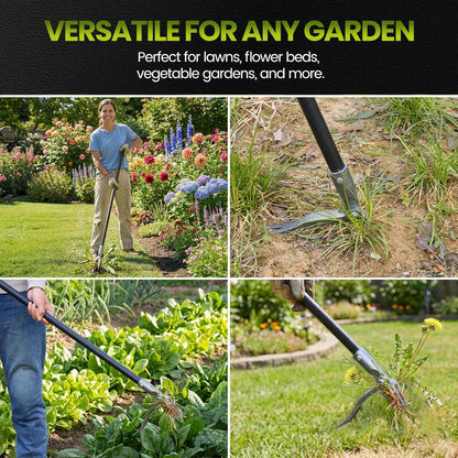 Weed Puller, Stand Up Weed Puller Tool with Steel Long Handle, 4 Claw Steel Head Weeder Tool, Handle Weeder Tool Without Bending, Pulling, or Kneeling