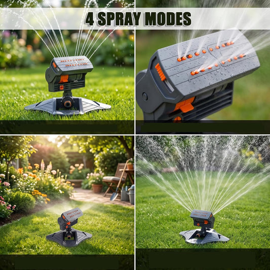 2026 Upgraded 16-Nozzle Oscillating Sprinkler with Dual-Zone Sprinkler Water Timer, 360° 16-Hole Automatic Rocking Sprinkler, Turbo Orbit Mist Sprinklers System for Garden (A No Timer)