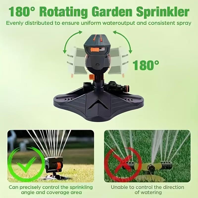 2026 Upgraded 16-Nozzle Oscillating Sprinkler with Dual-Zone Sprinkler Water Timer, 360° 16-Hole Automatic Rocking Sprinkler, Turbo Orbit Mist Sprinklers System for Garden (A No Timer)