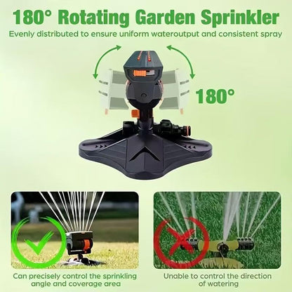 2026 Upgraded 16-Nozzle Oscillating Sprinkler with Dual-Zone Sprinkler Water Timer, 360° 16-Hole Automatic Rocking Sprinkler, Turbo Orbit Mist Sprinklers System for Garden (A No Timer)