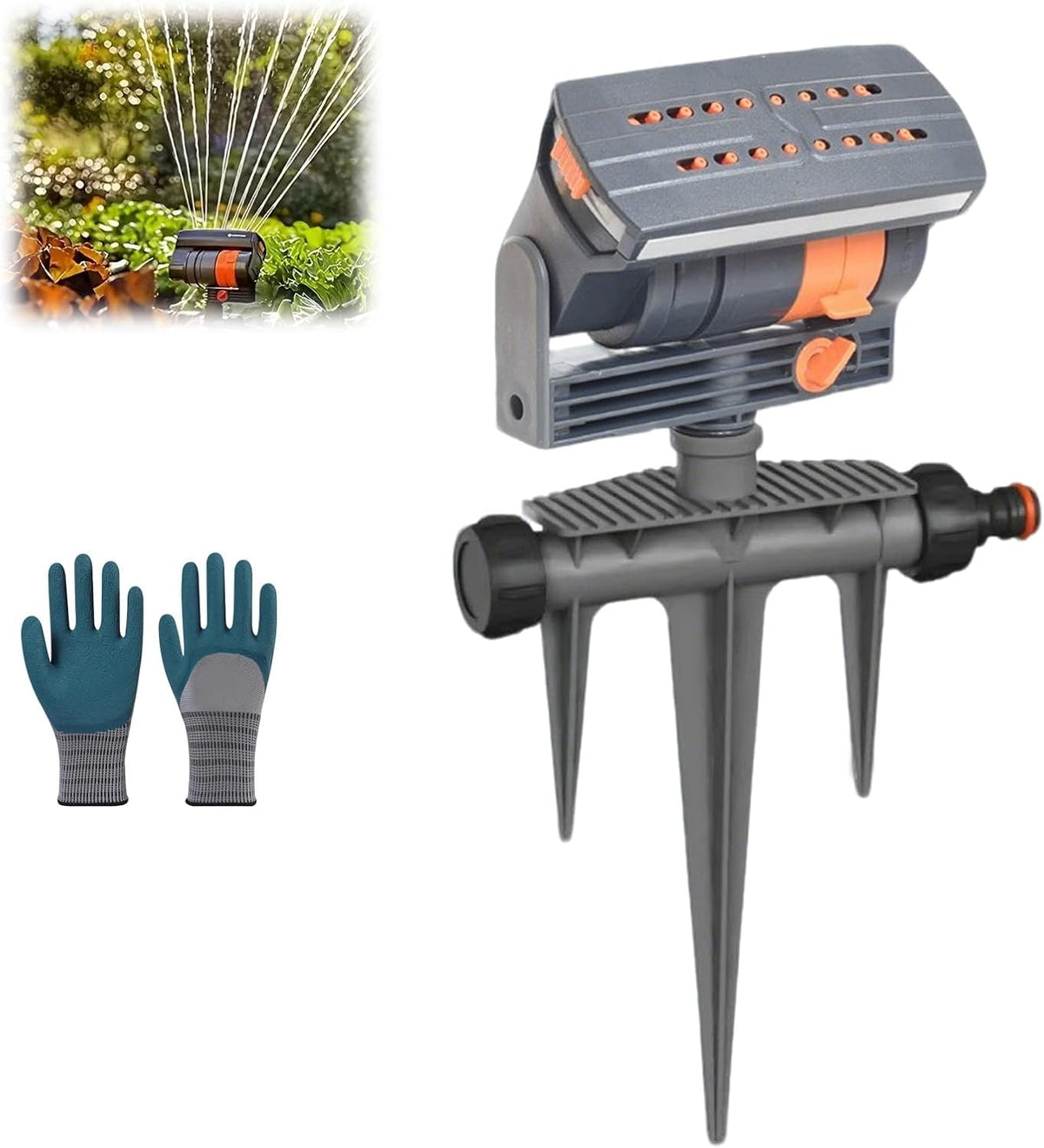 2026 Upgraded 16-Nozzle Oscillating Sprinkler with Dual-Zone Sprinkler Water Timer, 360° 16-Hole Automatic Rocking Sprinkler, Turbo Orbit Mist Sprinklers System for Garden (A No Timer)
