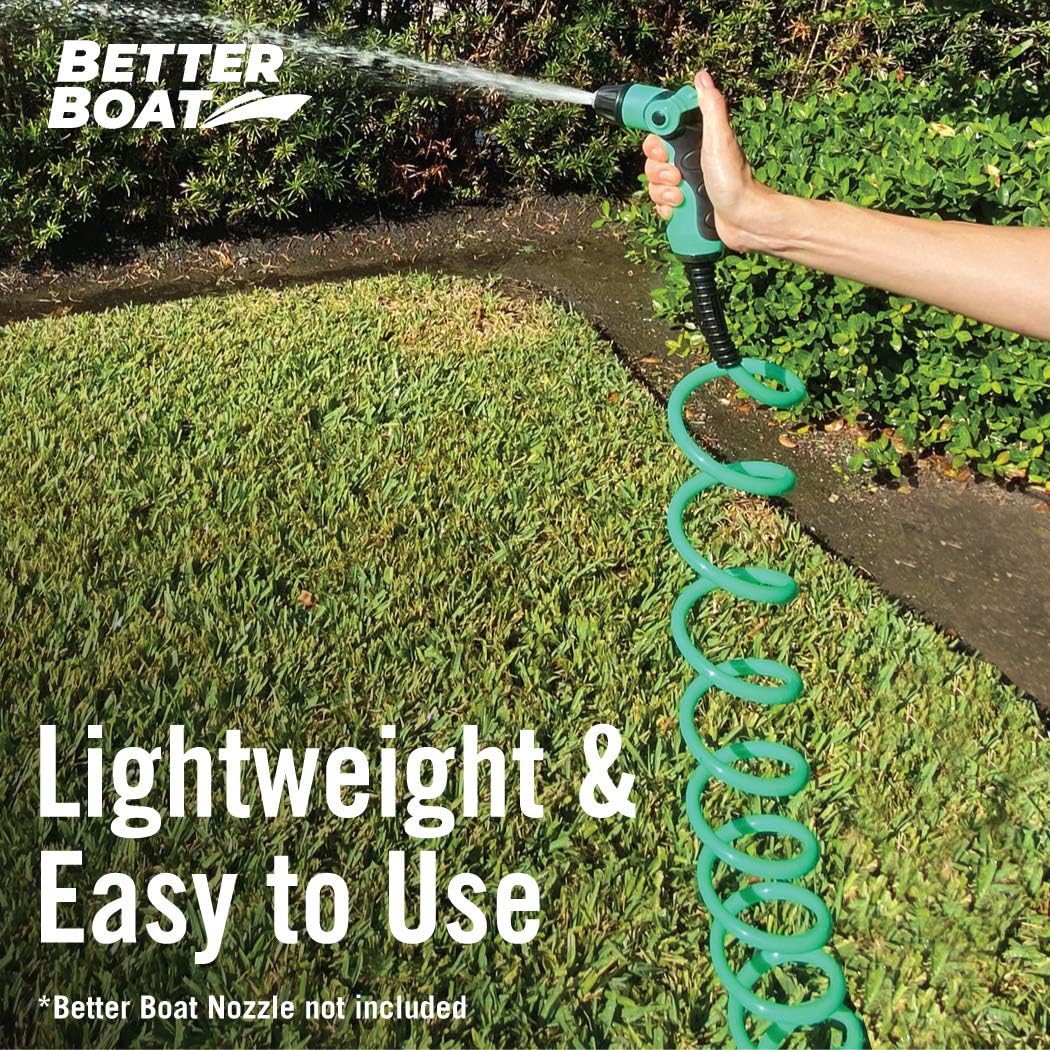 15FT Coiled Boat Hose, Expandable Coil Water Hose, Marine Grade 3/4 Inch