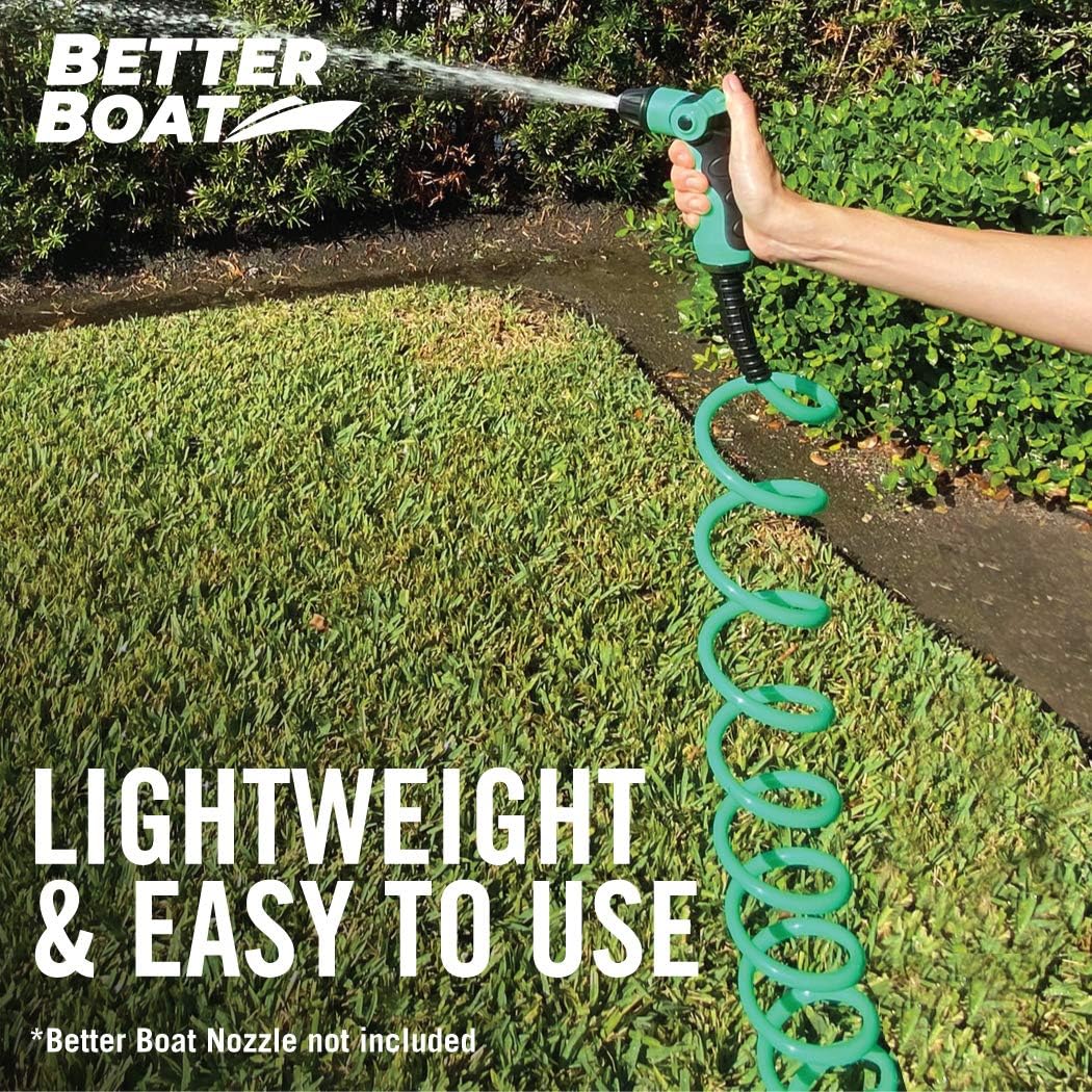 15FT Coiled Boat Hose, Expandable Coil Water Hose, Marine Grade 3/4 Inch