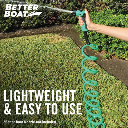 15FT Coiled Boat Hose, Expandable Coil Water Hose, Marine Grade 3/4 Inch