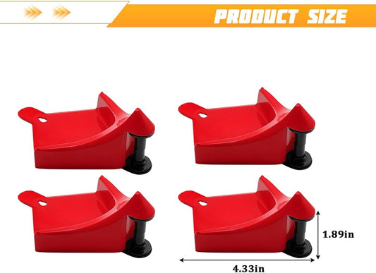 4PCS Car Hose Guide, Vehicle Detailing Cleaning Tools Hose Guides Preventing Wash Stuck Under The Tires, Automotive Wheel Rolling System Tool for Washing, Universal Fit (Red)