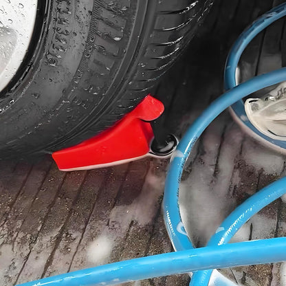 4PCS Car Hose Guide, Vehicle Detailing Cleaning Tools Hose Guides Preventing Wash Stuck Under The Tires, Automotive Wheel Rolling System Tool for Washing, Universal Fit (Red)