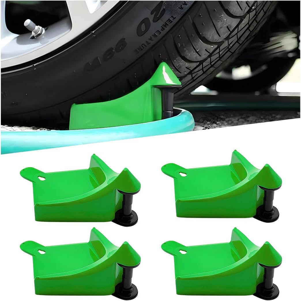 4PCS Car Hose Guide, Vehicle Detailing Cleaning Tools Hose Guides Preventing Wash Stuck Under The Tires, Automotive Wheel Rolling System Tool for Washing, Universal Fit (Red)