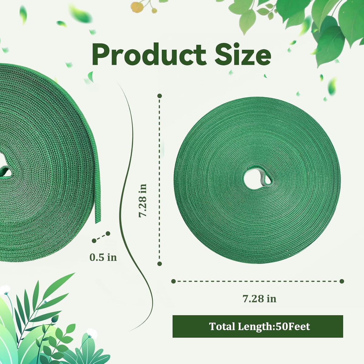 50FT Nylon Garden Tie Plant Tape Supports for Climbing Plants Green