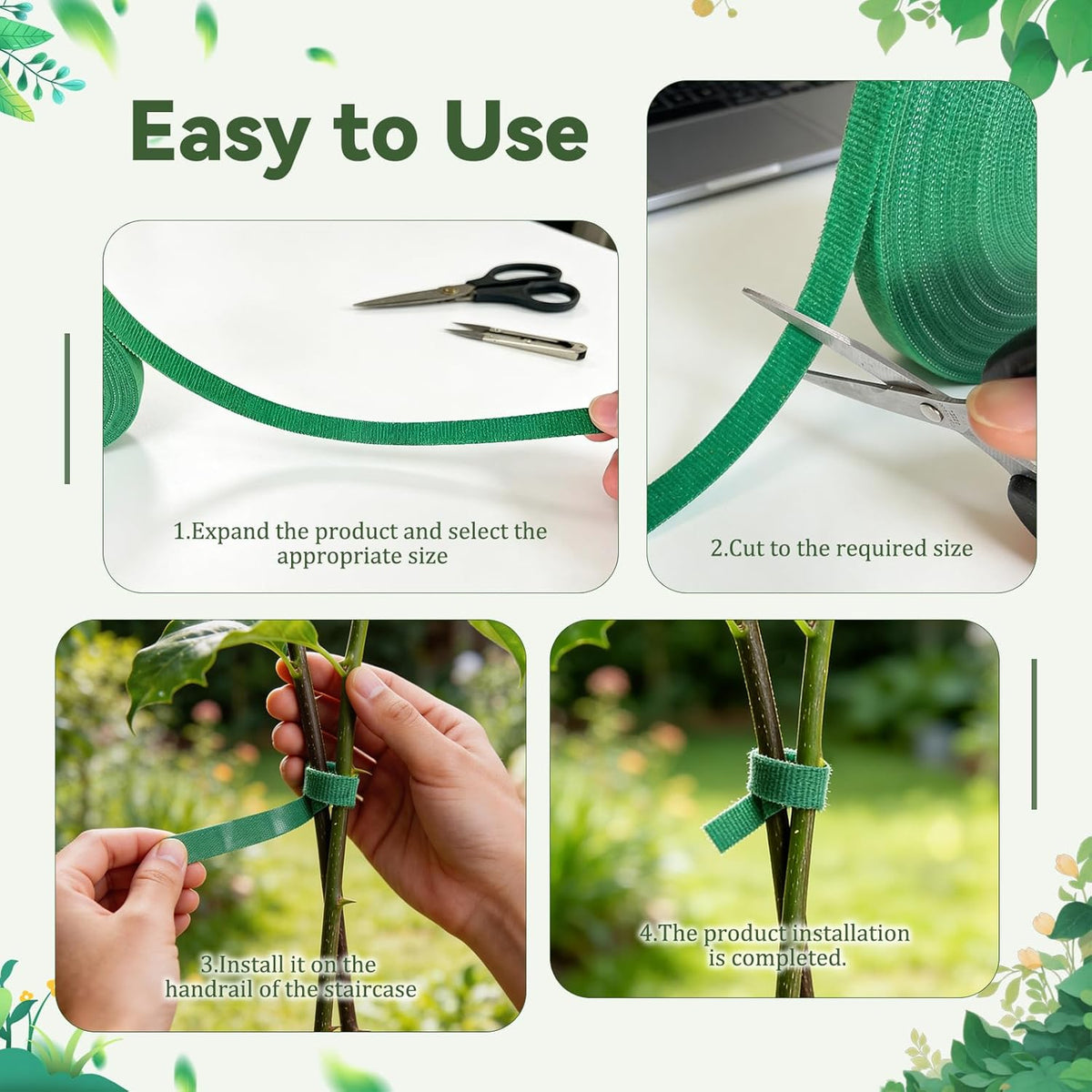 50FT Nylon Garden Tie Plant Tape Supports for Climbing Plants Green