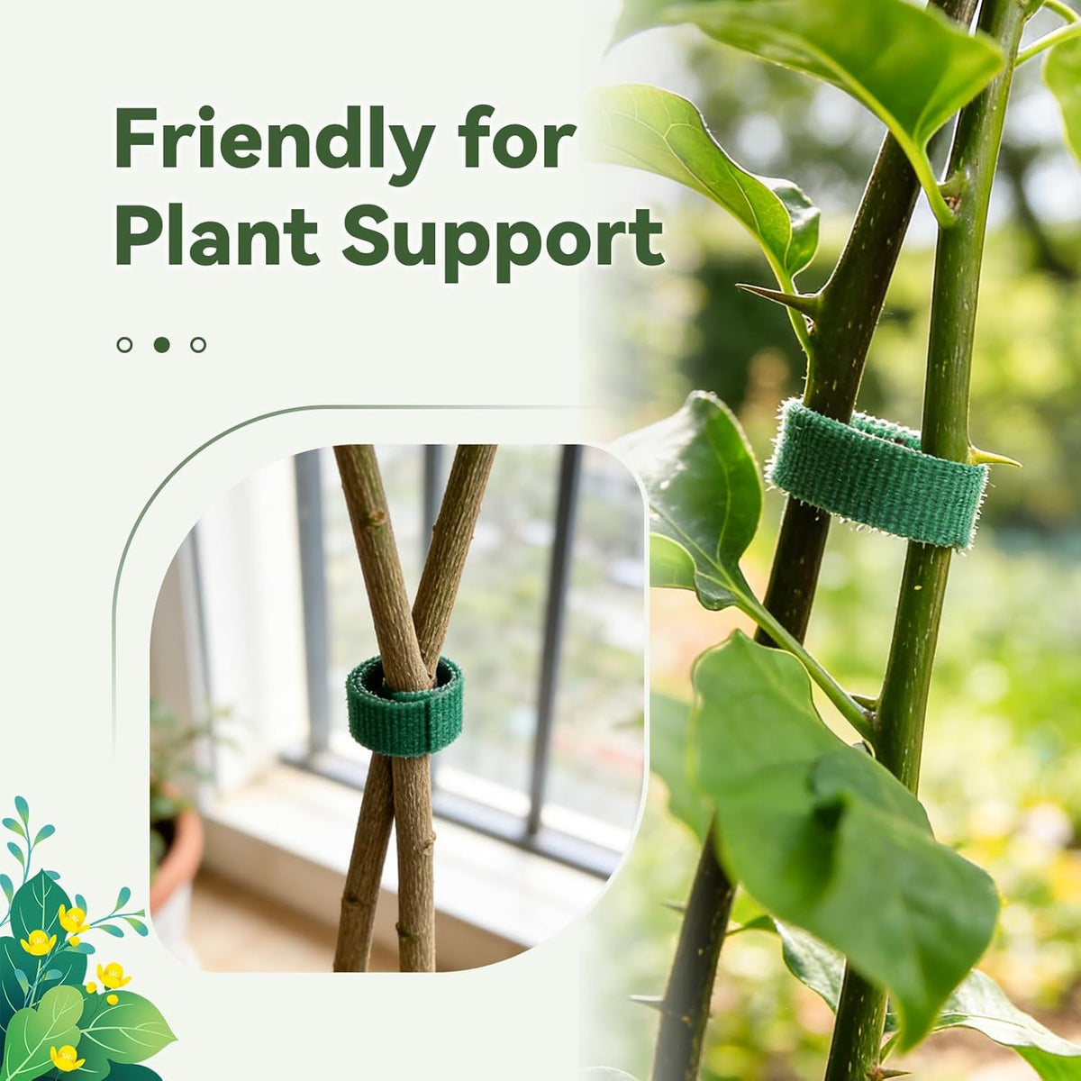 50FT Nylon Garden Tie Plant Tape Supports for Climbing Plants Green