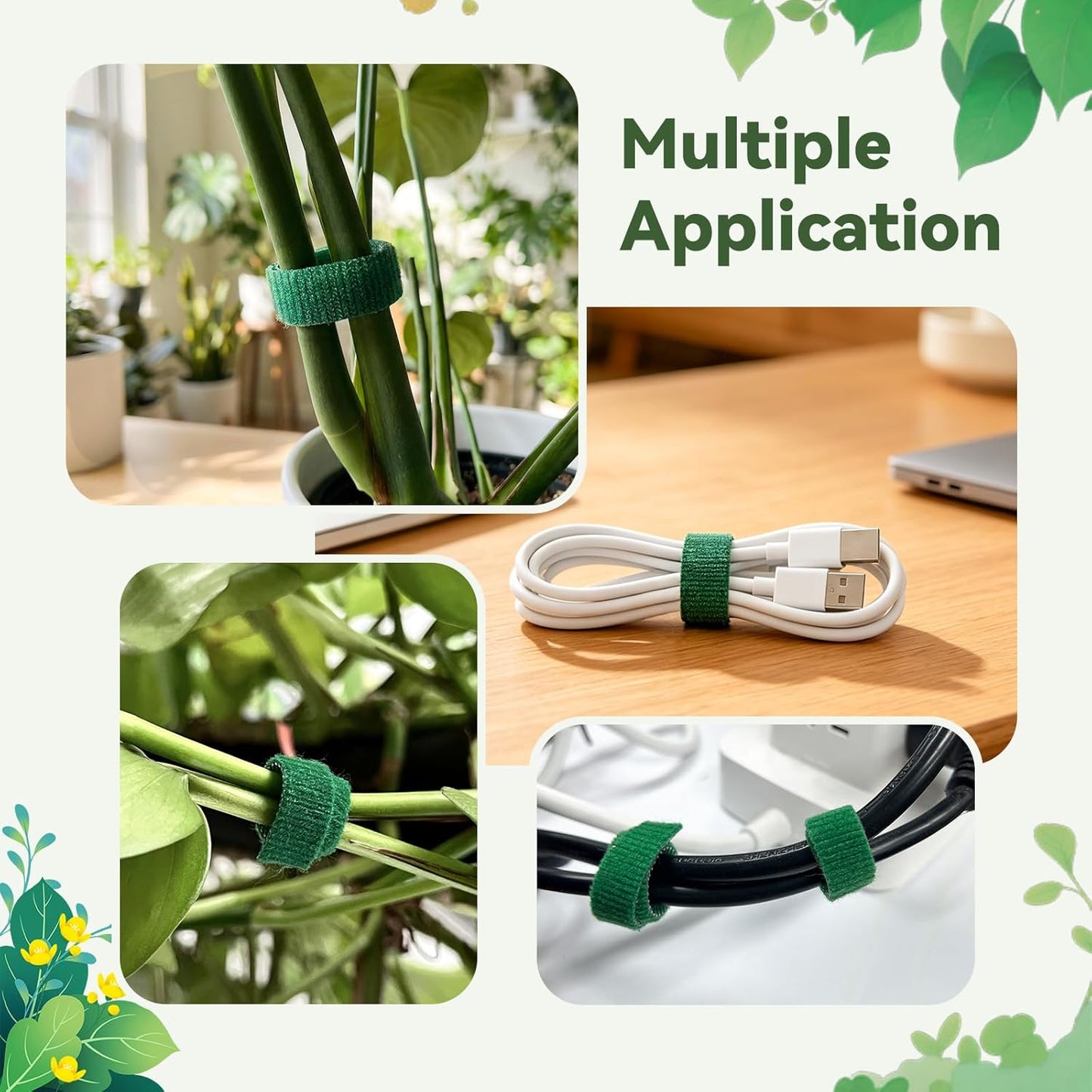 50FT Nylon Garden Tie Plant Tape Supports for Climbing Plants Green