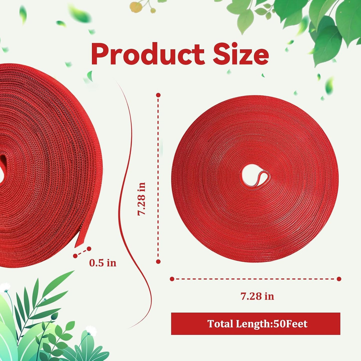 50FT Nylon Garden Tie Plant Tape Supports for Climbing Plants Green