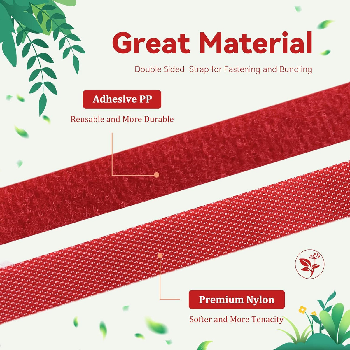 50FT Nylon Garden Tie Plant Tape Supports for Climbing Plants Green