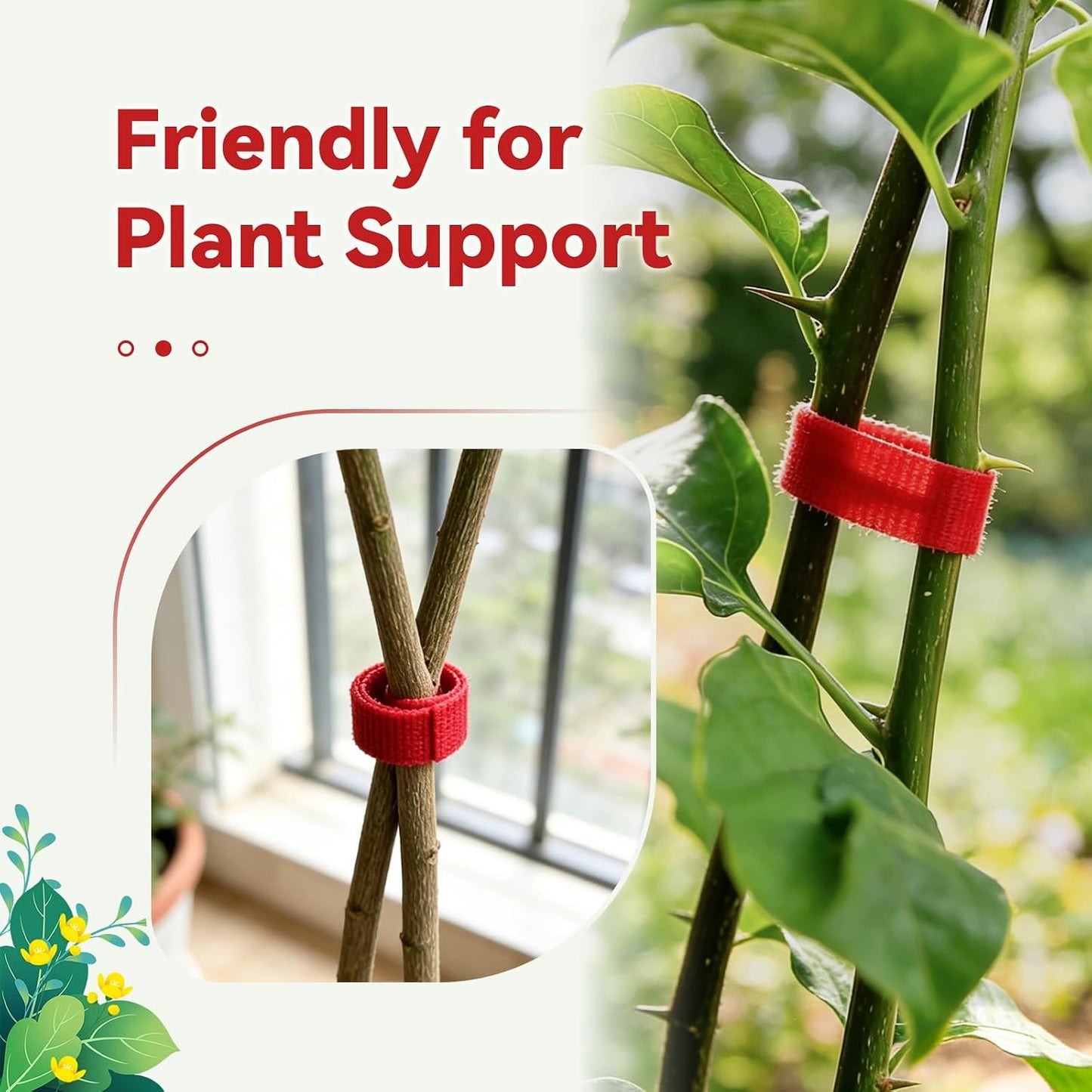 50FT Nylon Garden Tie Plant Tape Supports for Climbing Plants Green