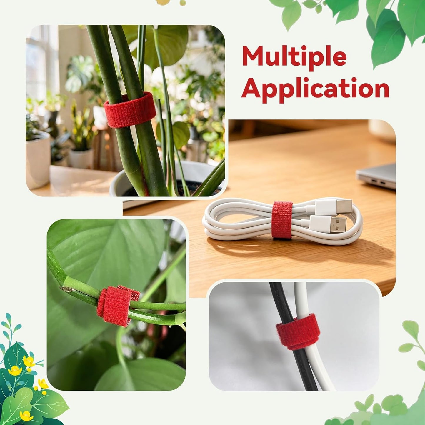 50FT Nylon Garden Tie Plant Tape Supports for Climbing Plants Green